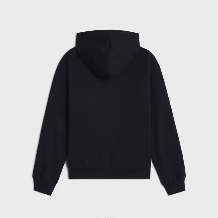 CELINE Black/White Loose Hoodie in Cotton Fleece R0ZNN1944