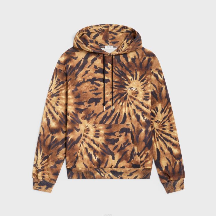 CELINE Brown/Black/Offwhite Loose Hoodie in Jersey Fleece R0ZNN1946