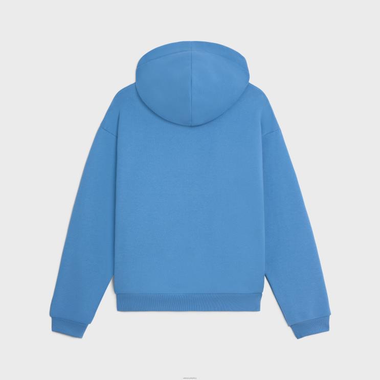 CELINE Dirty Blue Loose Hoodie in Cotton Fleece R0ZNN1812