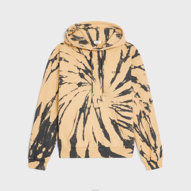 CELINE Grey/Beige/Black Loose Hoodie in Cotton Fleece R0ZNN1947