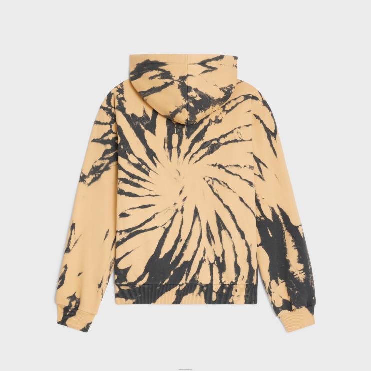 CELINE Grey/Beige/Black Loose Hoodie in Cotton Fleece R0ZNN1947