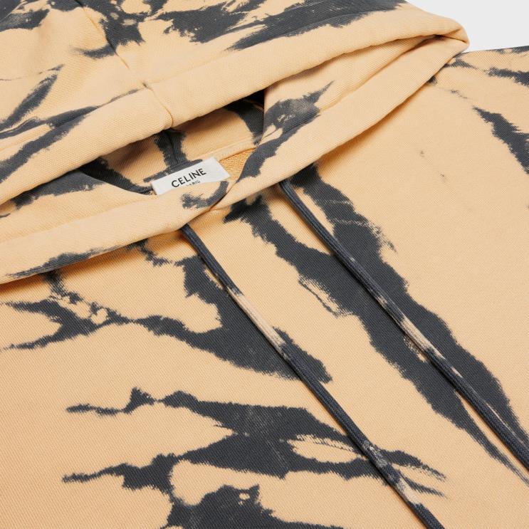 CELINE Grey/Beige/Black Loose Hoodie in Cotton Fleece R0ZNN1947