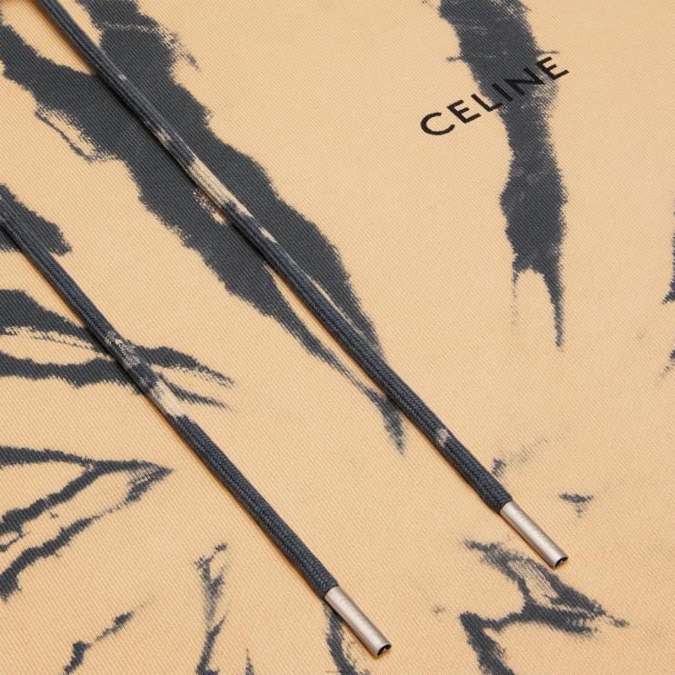 CELINE Grey/Beige/Black Loose Hoodie in Cotton Fleece R0ZNN1947