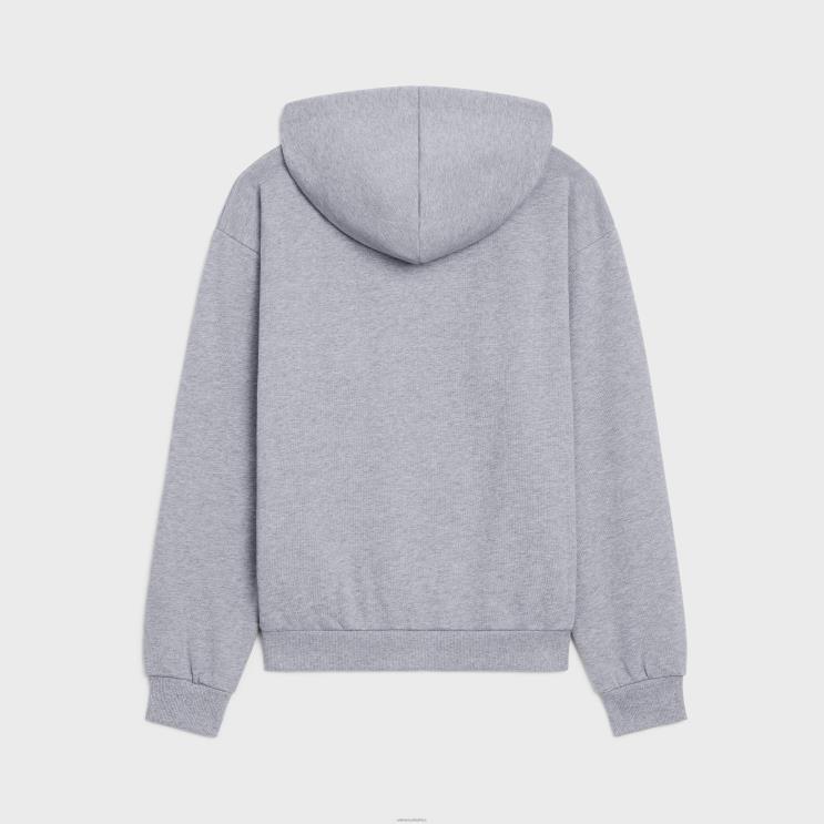 CELINE Grey/Black Loose Hoodie in Cotton Fleece R0ZNN1945