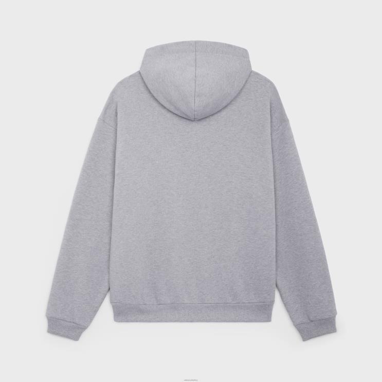 CELINE Light Grey Loose Hoodie in Cotton Fleece R0ZNN1938