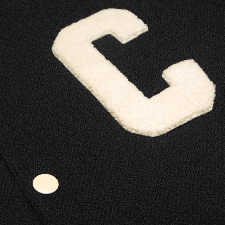 CELINE Black Baseball Teddy Jacket in Textured Wool R0ZNN1774