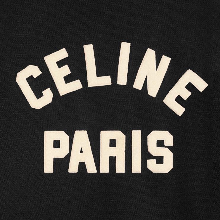 CELINE Black Baseball Teddy Jacket in Textured Wool R0ZNN1774