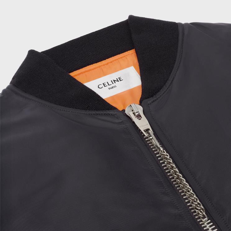 CELINE Black Bomber Jacket in Nylon Twill R0ZNN1829
