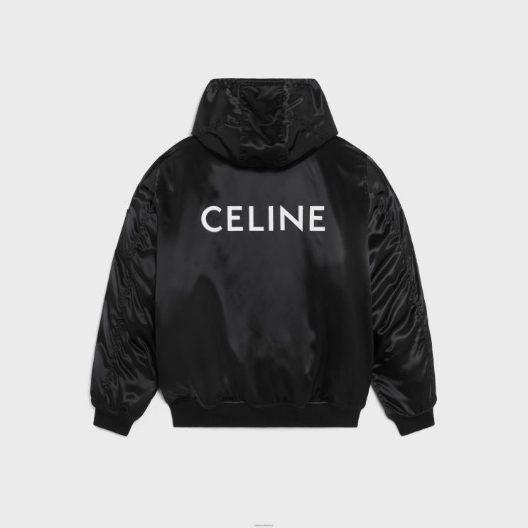 CELINE Black Bomber Jacket in Satin-Finish Nylon R0ZNN1828
