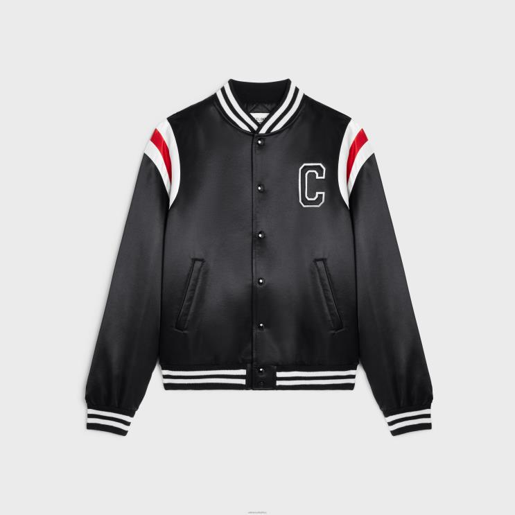 CELINE Black Bomber Jacket in Thick Satin R0ZNN1843