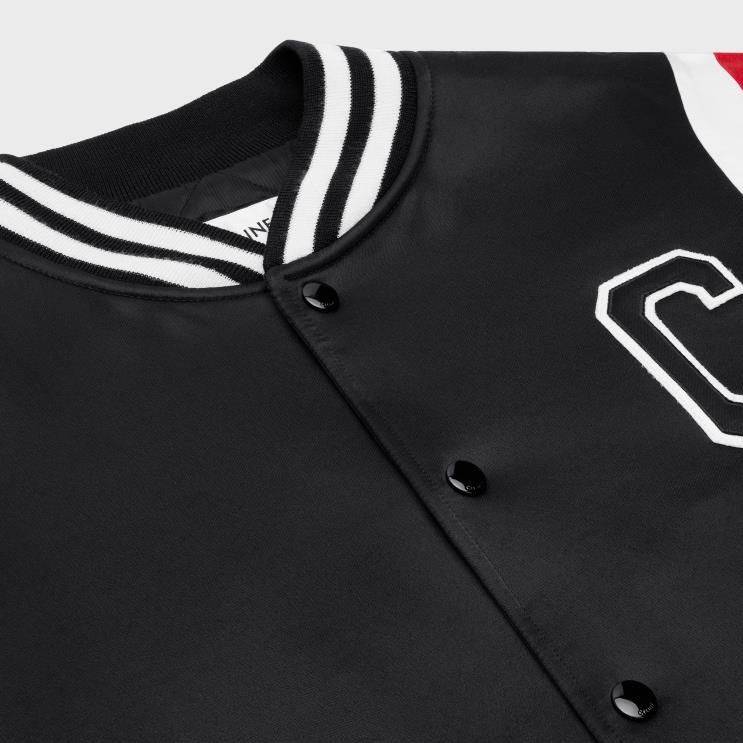 CELINE Black Bomber Jacket in Thick Satin R0ZNN1843