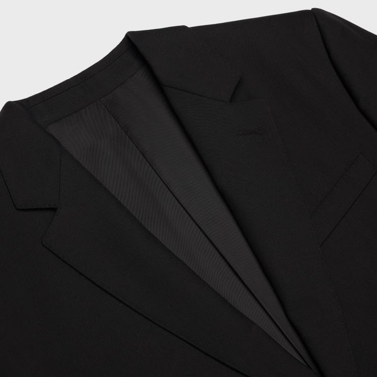 CELINE Black Boxy Jacket in Gabardine Wool R0ZNN1884