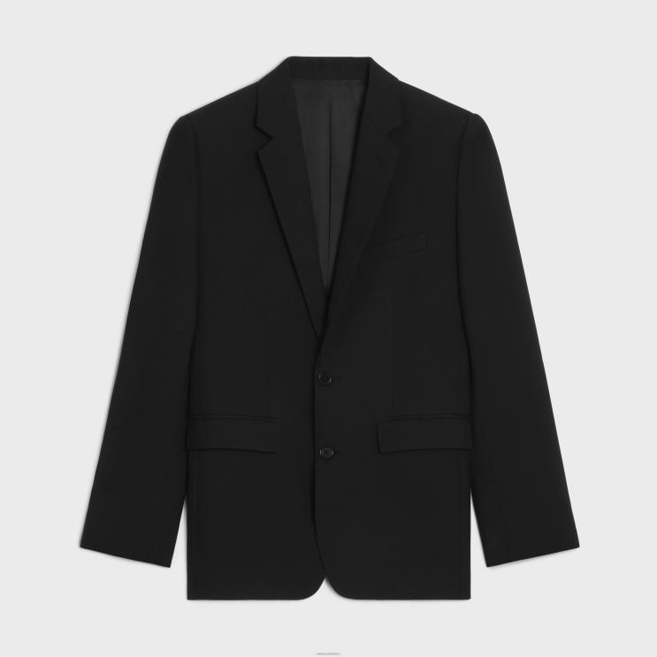 CELINE Black Carnaby Jacket in Jacket in Wool Gabardine R0ZNN1877