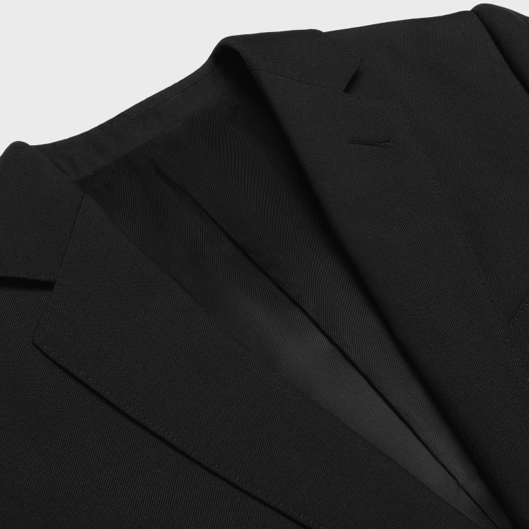 CELINE Black Carnaby Jacket in Jacket in Wool Gabardine R0ZNN1877