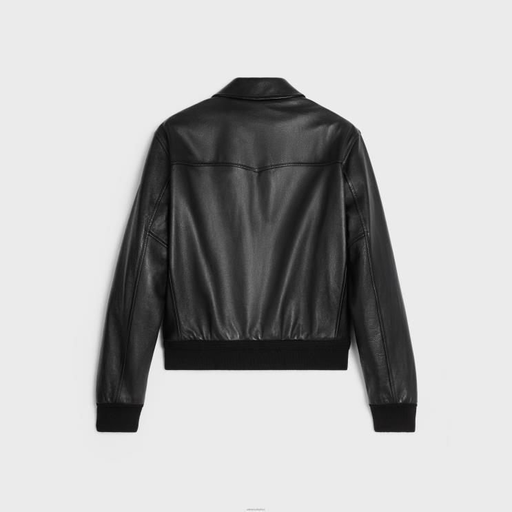 CELINE Black Classic Aviator Blouson Jacket in Soft Lambskin R0ZNN1866