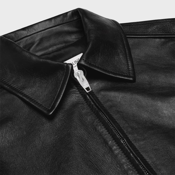 CELINE Black Classic Aviator Blouson Jacket in Soft Lambskin R0ZNN1866