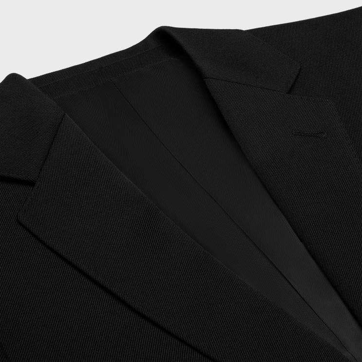 CELINE Black Classic Jacket in Diagonal Wool R0ZNN1786