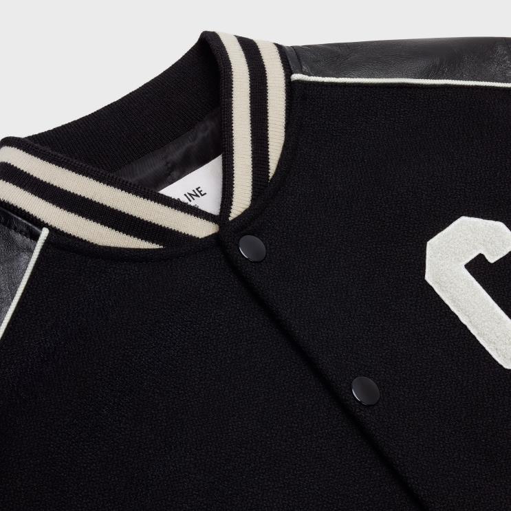 CELINE Black Classic Teddy Jacket in Textured Wool R0ZNN1838