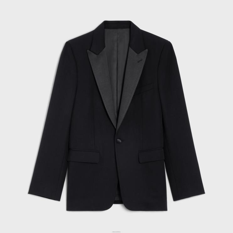 CELINE Black Classic Tux Jacket in Grain De Poudre R0ZNN1881