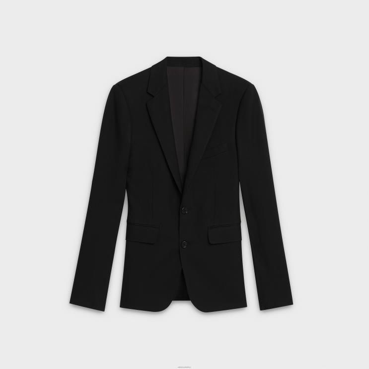 CELINE Black Cropped Jacket in Wool Gabardine R0ZNN1889