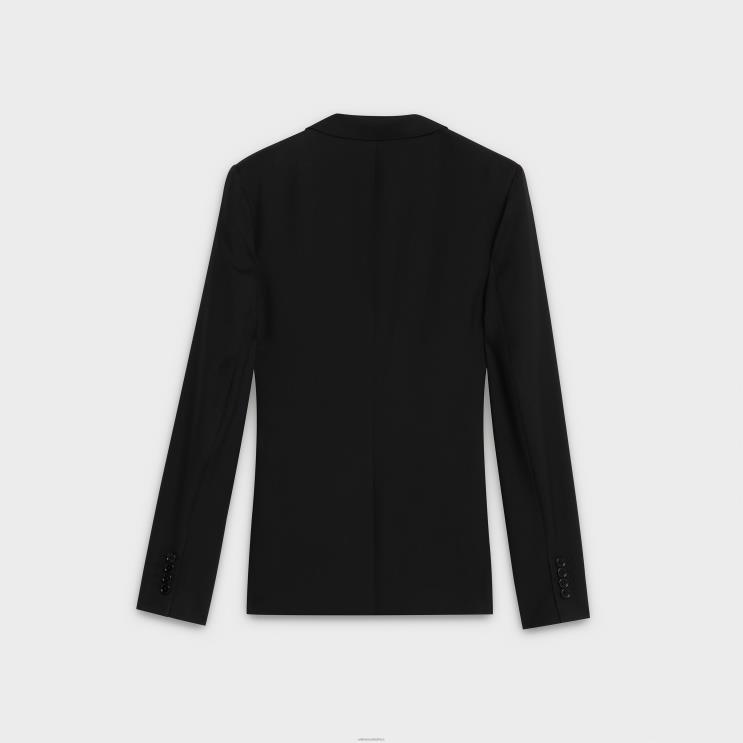 CELINE Black Cropped Jacket in Wool Gabardine R0ZNN1889