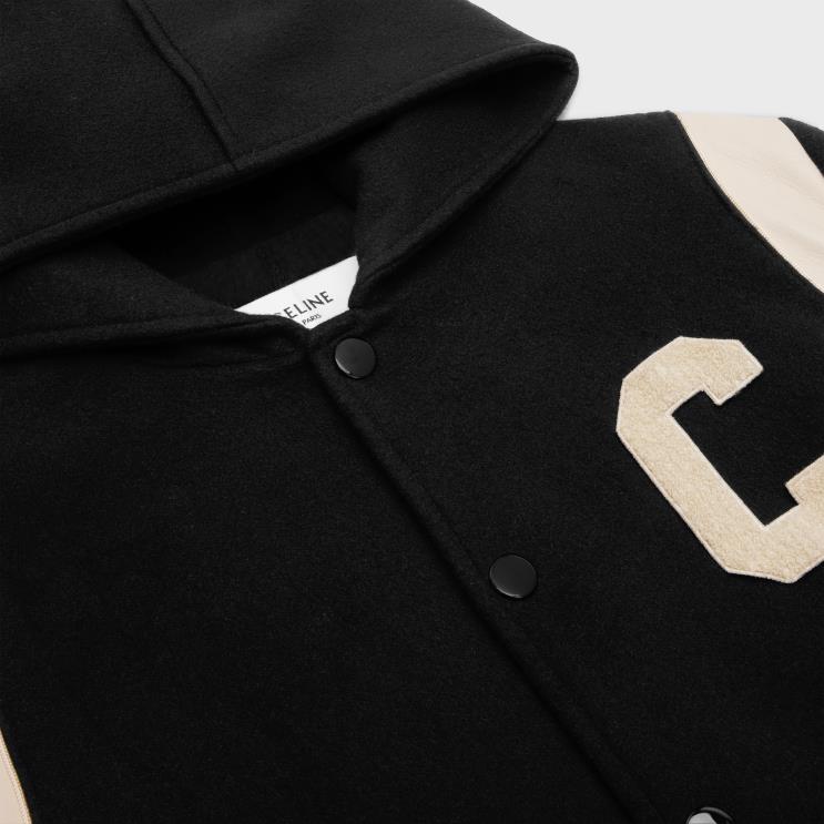 CELINE Black Hooded Teddy Jacket in Cashmere Wool R0ZNN1836