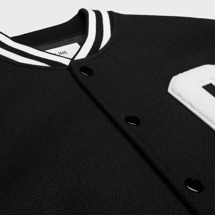 CELINE Black Jackson Teddy Jacket in Textured Wool R0ZNN1775