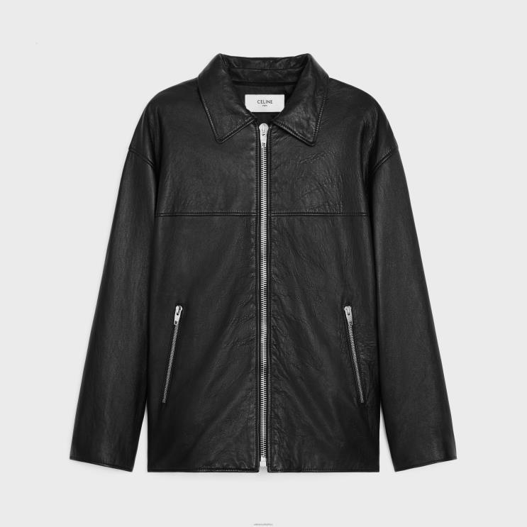 CELINE Black Policeman Jacket in Soft Lambskin R0ZNN1779