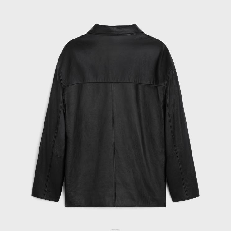 CELINE Black Policeman Jacket in Soft Lambskin R0ZNN1779