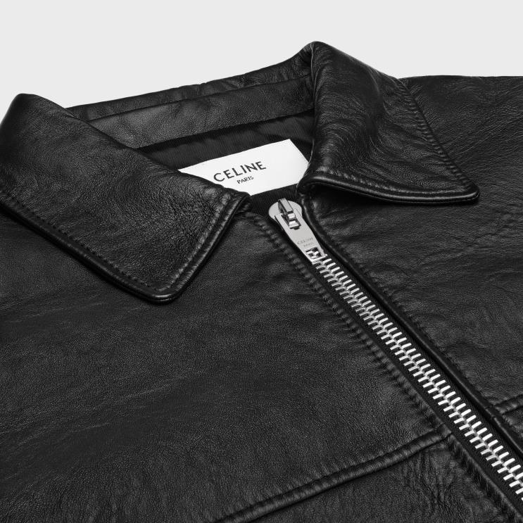 CELINE Black Policeman Jacket in Soft Lambskin R0ZNN1779