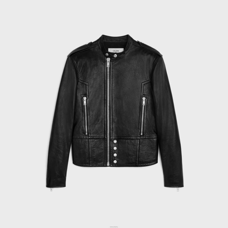 CELINE Black Racer Blouson Jacket in Soft Lambskin R0ZNN1780