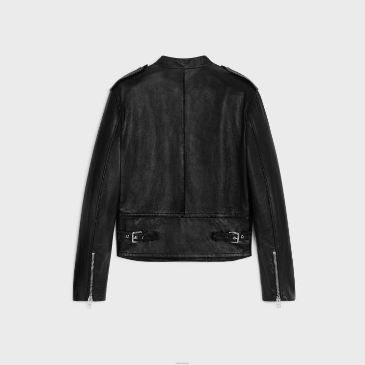CELINE Black Racer Blouson Jacket in Soft Lambskin R0ZNN1780