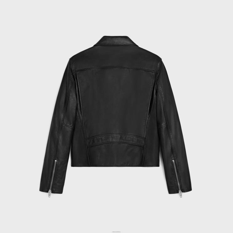 CELINE Black Straight Blouson Jacket in Soft Lambskin R0ZNN1781