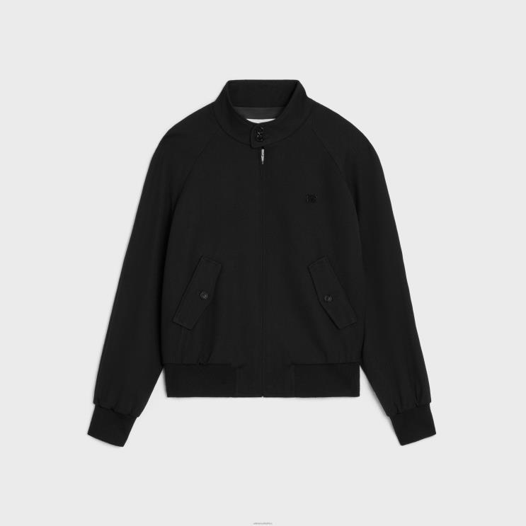 CELINE Black Triomphe Blouson Jacket in Wool Gabardine R0ZNN1841