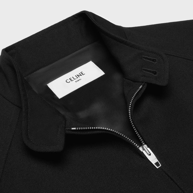 CELINE Black Triomphe Blouson Jacket in Wool Gabardine R0ZNN1841