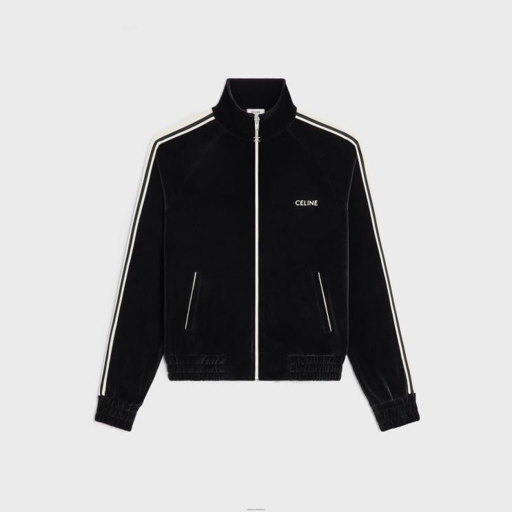 CELINE Black/White Tracksuit Jacket in Velvet Jersey R0ZNN1807
