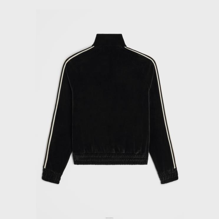 CELINE Black/White Tracksuit Jacket in Velvet Jersey R0ZNN1807