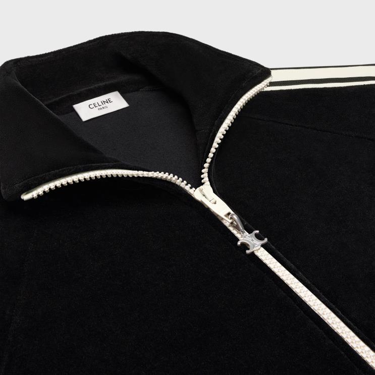 CELINE Black/White Tracksuit Jacket in Velvet Jersey R0ZNN1807