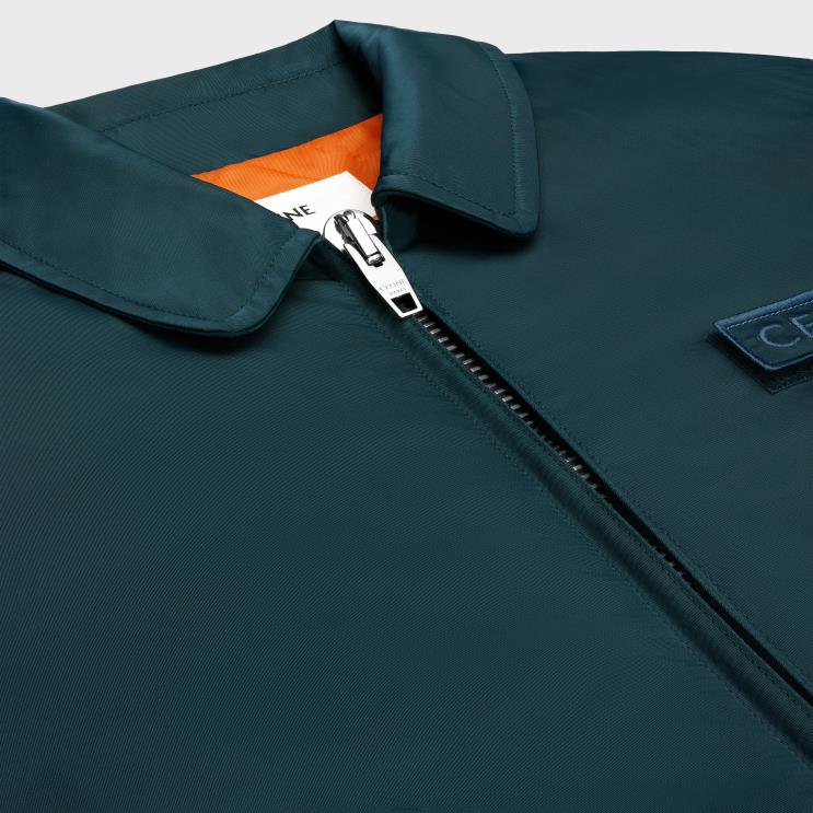 CELINE Blue Petrol Bomber Jacket in Nylon R0ZNN1778