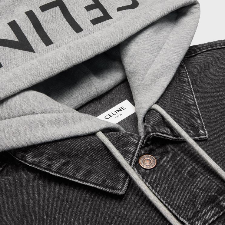 CELINE Charcoal Wash Trucker Jacket in Denim R0ZNN1785