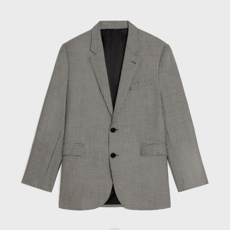 CELINE Craie/Noir Boxy Jacket in Cashmere Wool R0ZNN1788