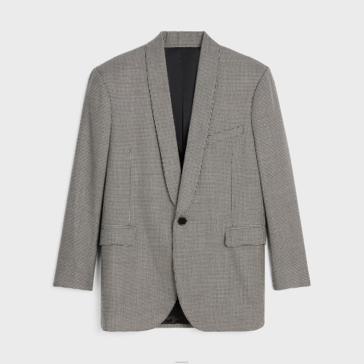 CELINE Craie/Noir Boxy Jacket in Cashmere Wool R0ZNN1886