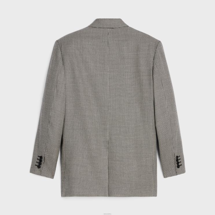 CELINE Craie/Noir Boxy Jacket in Cashmere Wool R0ZNN1886