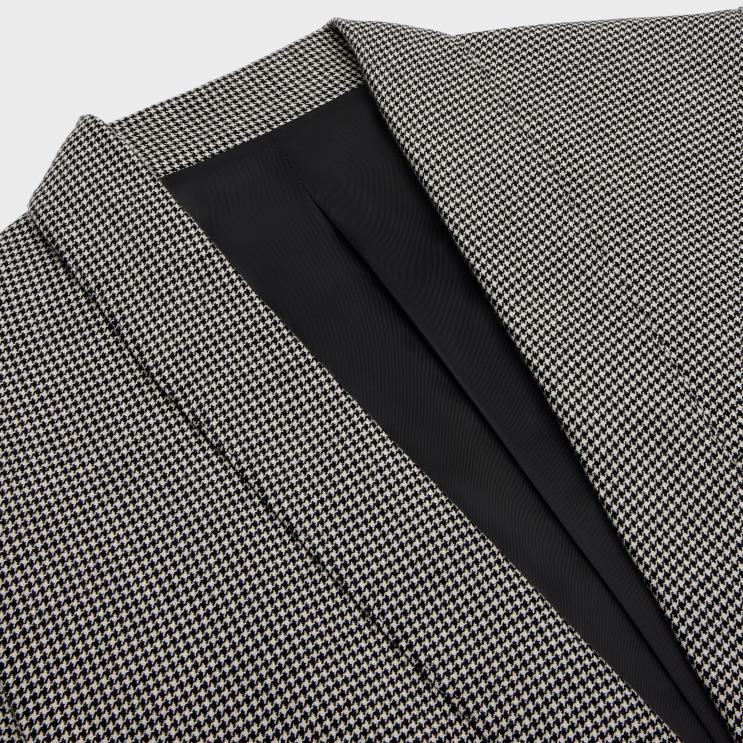 CELINE Craie/Noir Boxy Jacket in Cashmere Wool R0ZNN1886