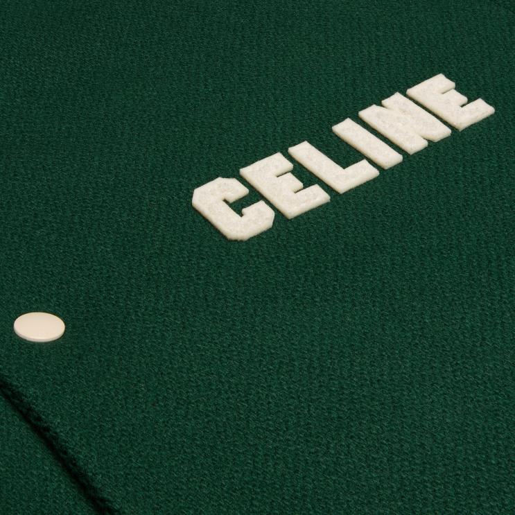 CELINE Green Loose Teddy Jacket in Textured Wool R0ZNN1777