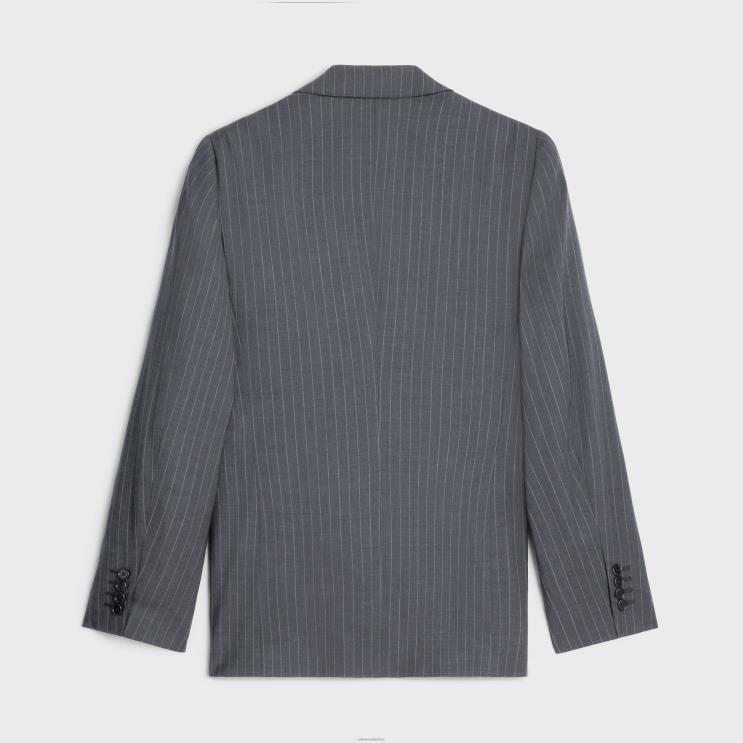 CELINE Gris/Craie Classic Jacket in Striped Wool R0ZNN1872