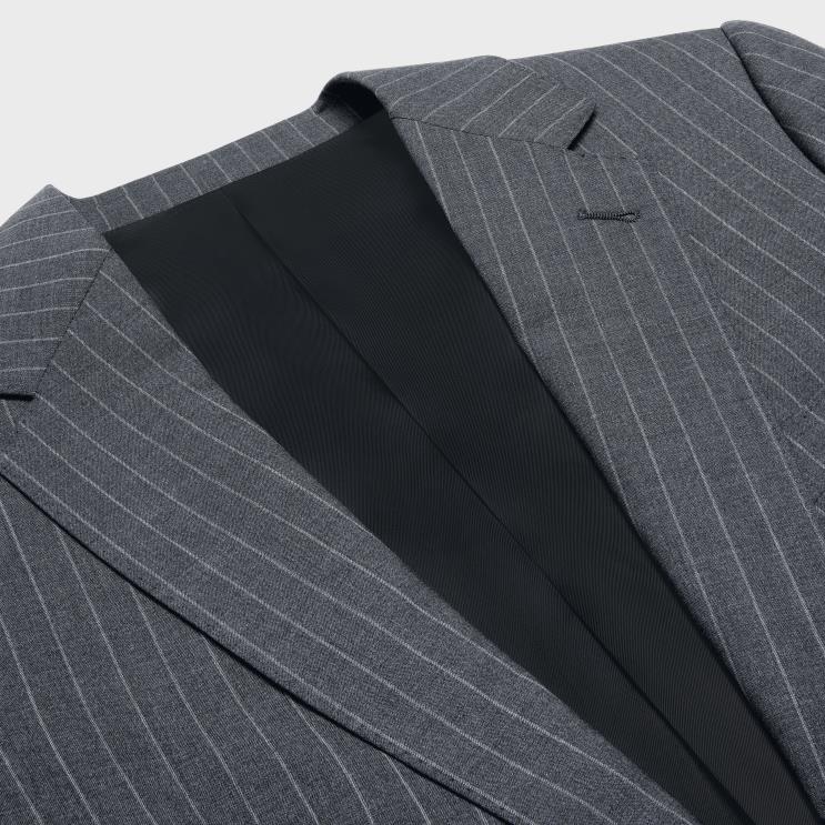 CELINE Gris/Craie Classic Jacket in Striped Wool R0ZNN1872