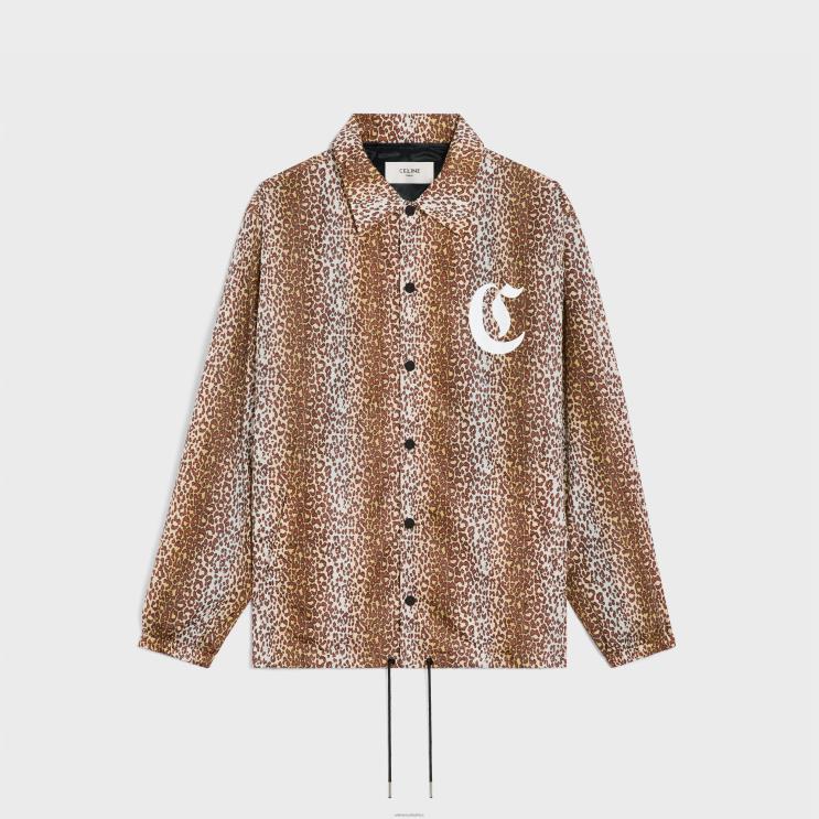 CELINE Leopard Long Coach Jacket in Nylon R0ZNN1852