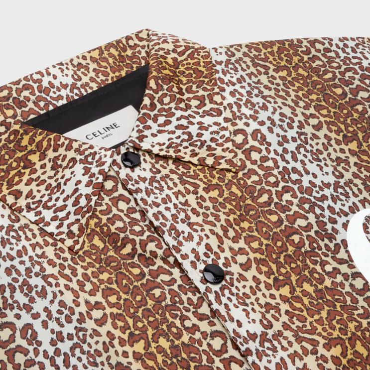 CELINE Leopard Long Coach Jacket in Nylon R0ZNN1852