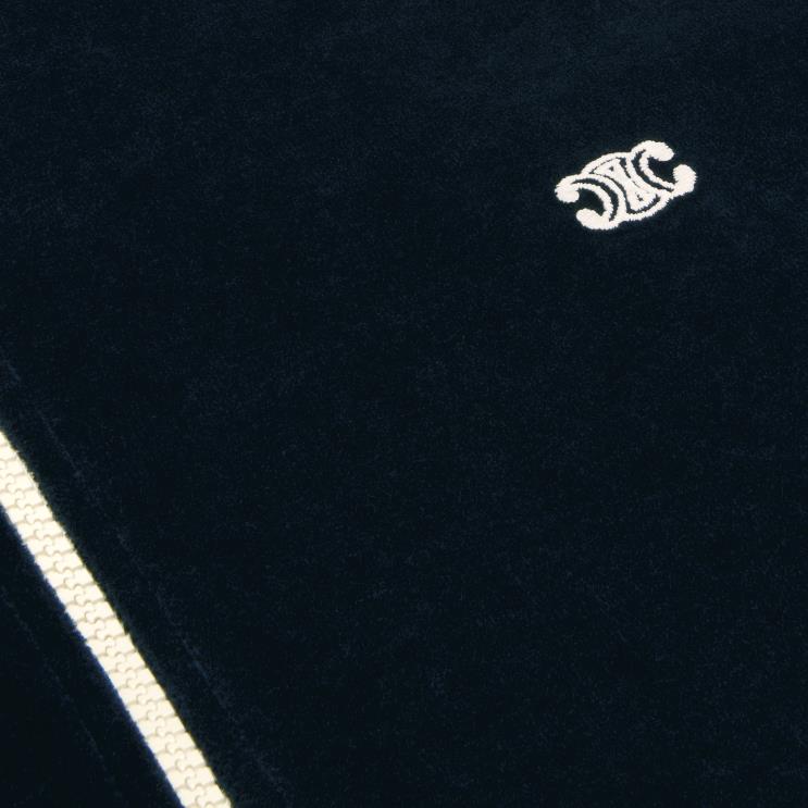 CELINE Midnight/Ecru Triomphe Teddy Jacket in Velvet Jersey R0ZNN1847